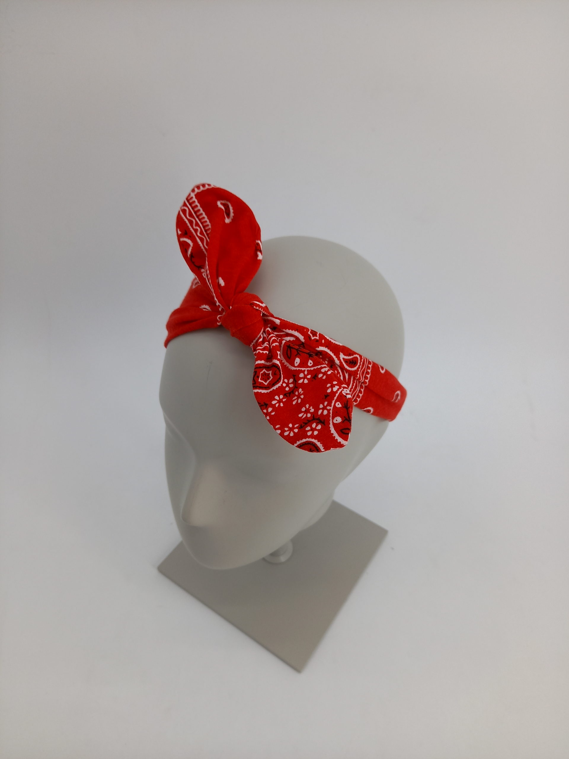 Bandana Knotted Bow Headband - Red